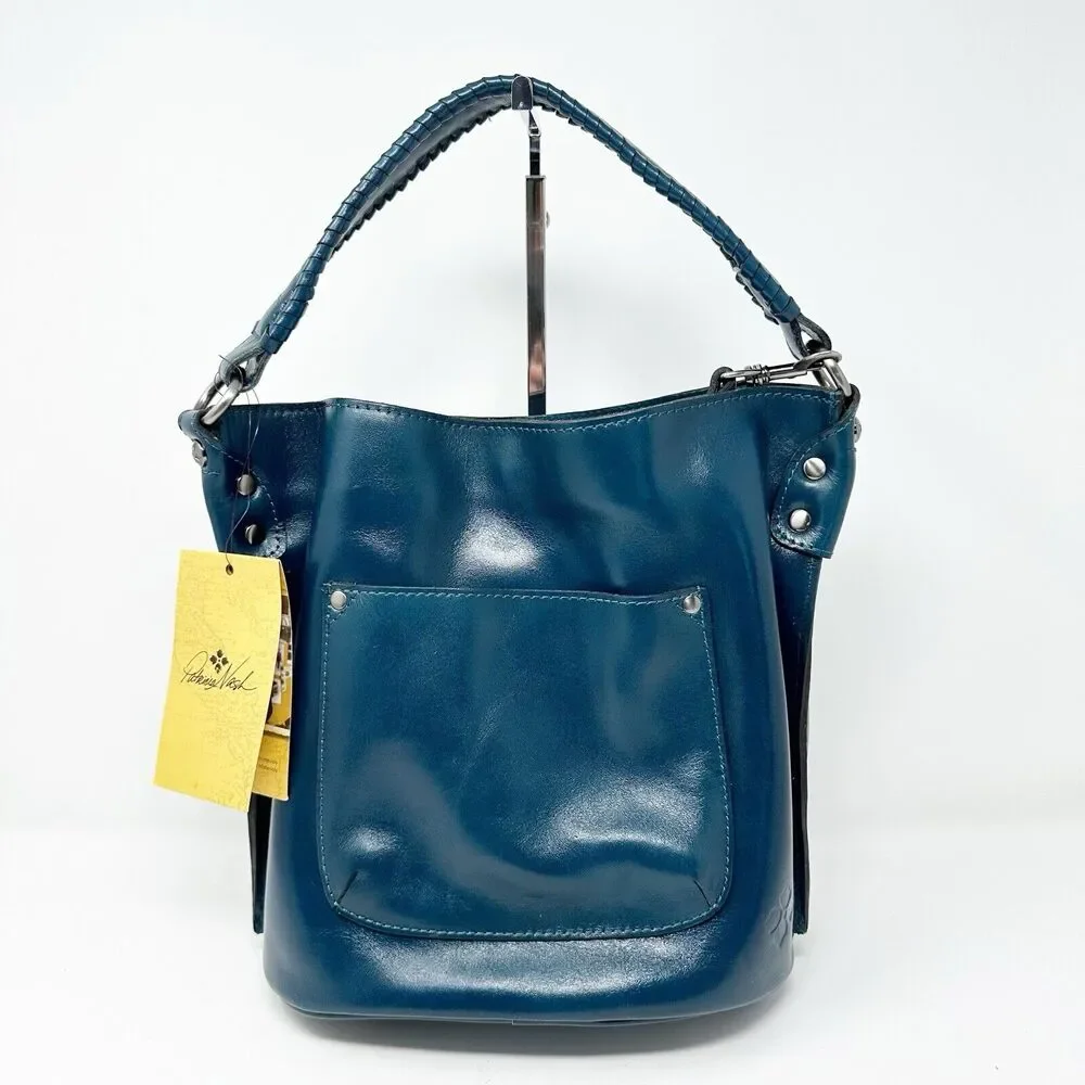 Patricia Nash Otavia Bucket Crossbody Bag Cutout Tooled‎ Tassel Carribean Blue